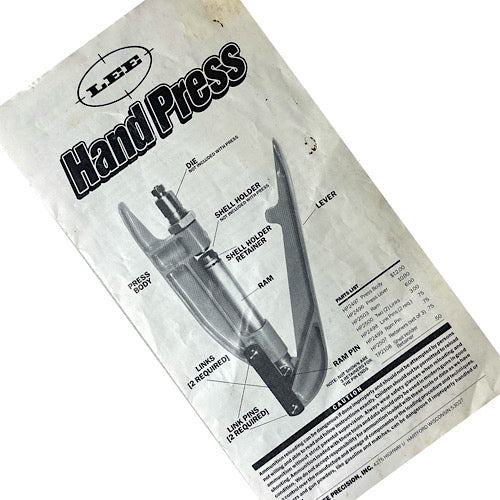 Lee Hand Press owner&#39;s Manual