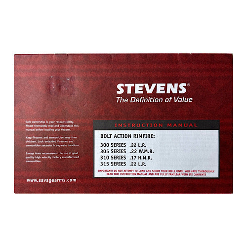 Stevens Bolt Action 22 L.P. Mod 300, 305, 310, 315 Owner's Manual