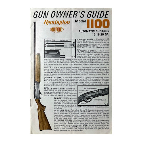 Remington Model 1100 12-16-20ga Owner's manual with schematics (1970s)