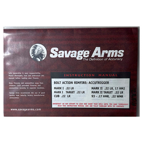 Savage Arms Bolt Action 22 Rifle MK I, II, II T, Cub, Mod 93 with Savage knives folder NRA (2006)