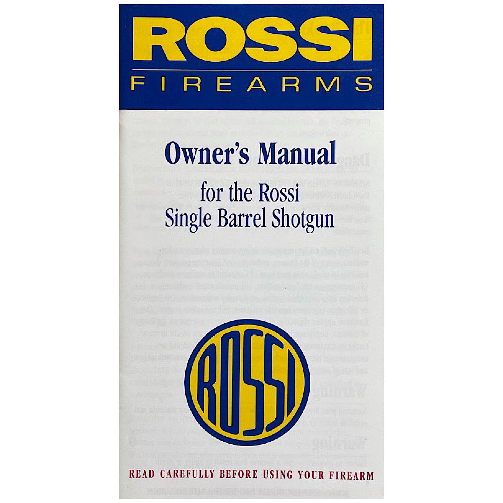 Rossi Owner&#39;s Manual for Rossi Single Barrel Shotgun 19 pgs - Canada Brass - 